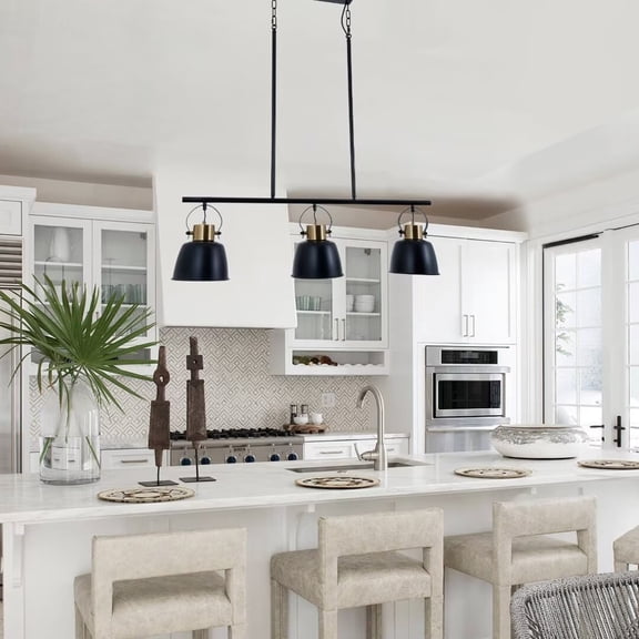 KPIBEST 35-inch 3-light black spotlight, bar counter ceiling light with flexible angle adjustment