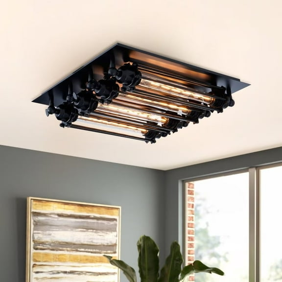 KPIBEST 4 Head Bar Industrial Vintage Ceiling Light, Metal Tubular Punk Style Steam Chandelier