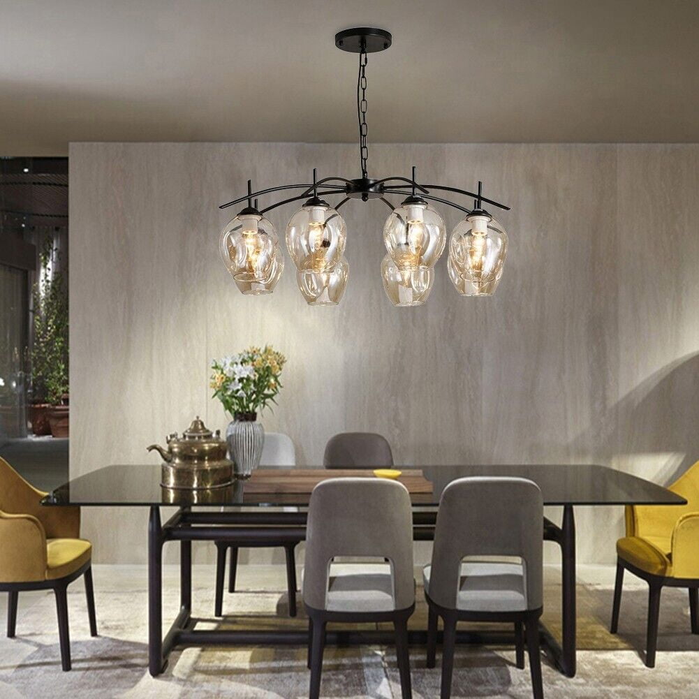 KPIBEST 8-Light Farmhouse Chandelier Black Pendant Light Fixtures for Dining Room Living Room Island Kitchen Foyer Bedroom