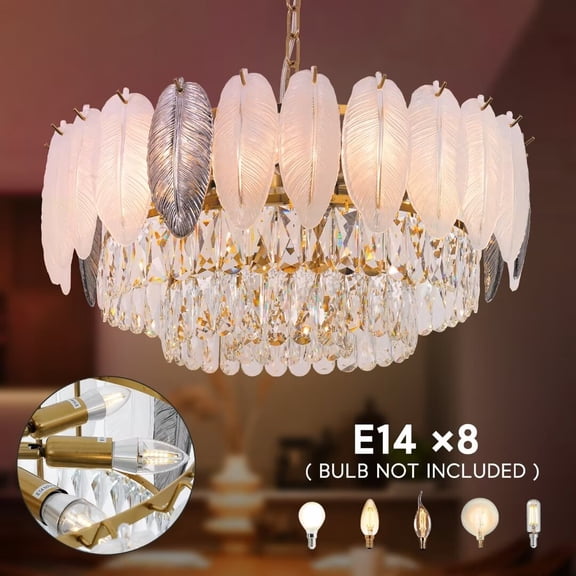 KPIBEST 9 Light Modern Luxury Crystal Chandelier, 24 Inch High Ceiling K9 Crystal Gold Chandelier, 3 Tier Adjustable Height Glass Chandelier
