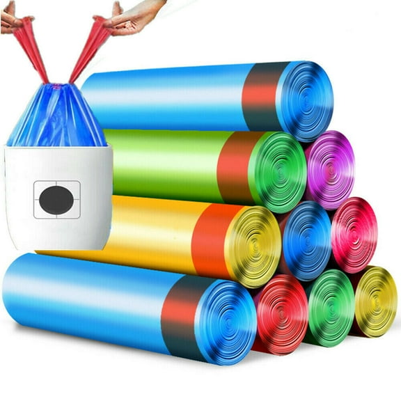KPIBEST Colorful 75 Count Trash Bags/4 Gallon Drawstring Trash Bags Extra Thick Drawstring Garbage Bags Wastebasket Bin Liners Plastic Trash Bags for Bathroom, Bedroom, Office, Car, Kitchen