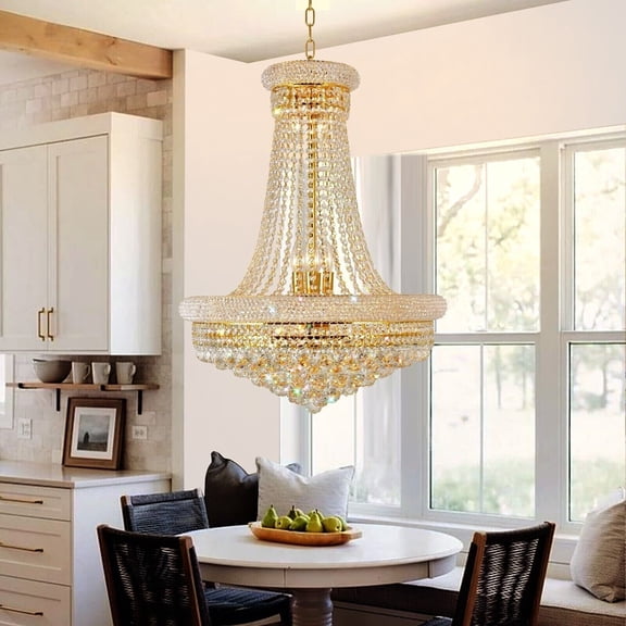 KPIBEST Crystal Chandelier Lights, 13-Light French Empire Country Foyer Chandelier Pendant, Hanging Ceiling Lighting Fixture