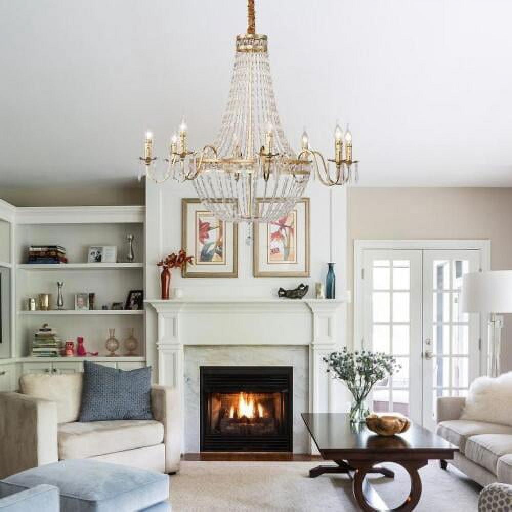KPIBEST Crystal Retro Candle Chandeliers Lighting 6 Lights Pendant Ceiling Fixture Lamp for Dining Living Room Bedroom Hallway Entry Elegant Decoration