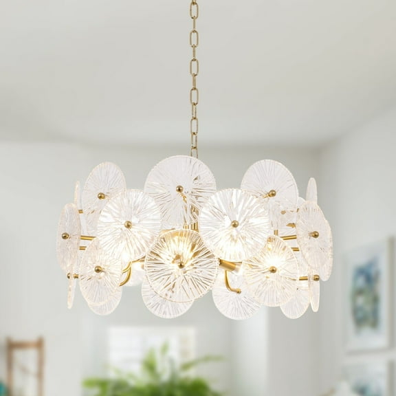KPIBEST Gold Chandeliers for Dining Room L23.6 inch Chandelier Light Fixture, Dining Room Chandelier Over Table, E14 Base Chandelier for Bedroom, Living Room, Foyer