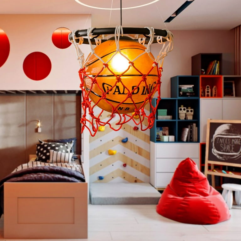 KPIBEST Industrial Vintage Acrylic Basketball Pendant Light with Basketball Hoop Loft Bar Ceiling Hanging Lamp Gym Children s Room Dining Room
