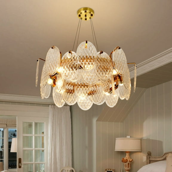 KPIBEST LED lights postmodern chandelier, glass leaf luxury crystal chandelier living room lights dining room chandelier creative Scandinavian chandelier