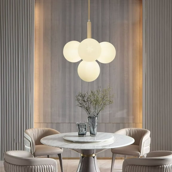 KPIBEST Medieval style multi-light glass globe chandelier, 4 lamps with adjustable height, suitable for dining room, living room, kitchen