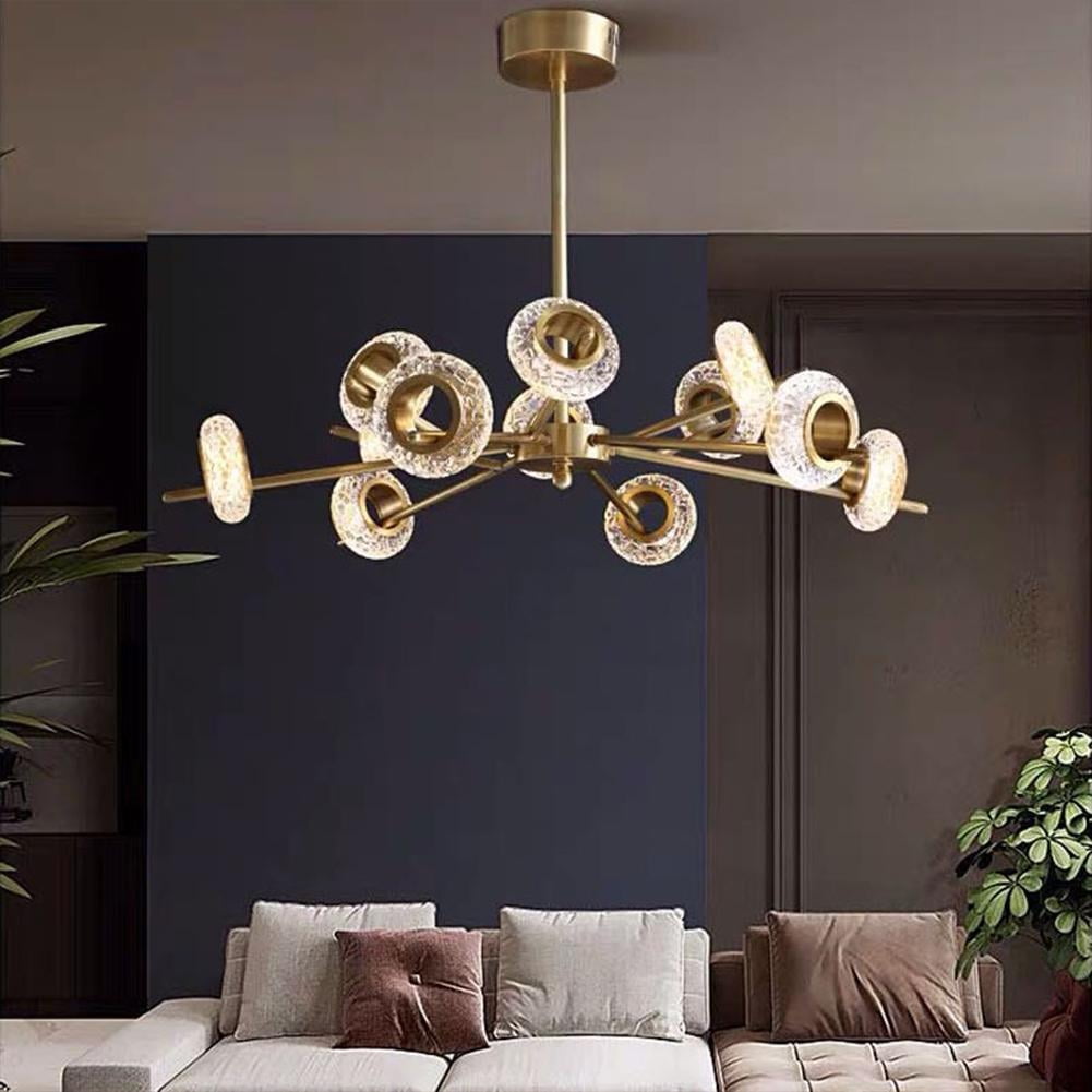 KPIBEST Mid Century Gold Sputnik Chandelier Large 12-Lights LED Chandelier Semi Flush Mount Ceiling Light Contemporary Round Dining Room Island Pendant Light Fixture