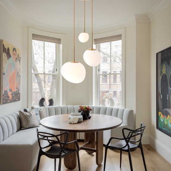 KPIBEST 3-light Nordic simple spherical glass chandelier, adjustable chandelier for dining room