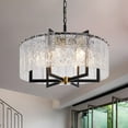 thumbnail image 1 of KPIBEST Modern Black Crystal Chandeliers for Dining Room, Luxury Water Ripple Glass Light Fixture, Elegant Farmhouse Round Lighting for Kitchen Island, Bar Table, 1 of 12