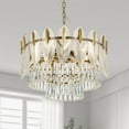 thumbnail image 1 of KPIBEST Modern Crystal 24-Inch Luxury Pendant 9-Light Multi-Tier Flush Mount Ceiling Fixture for Bedroom, 1 of 13