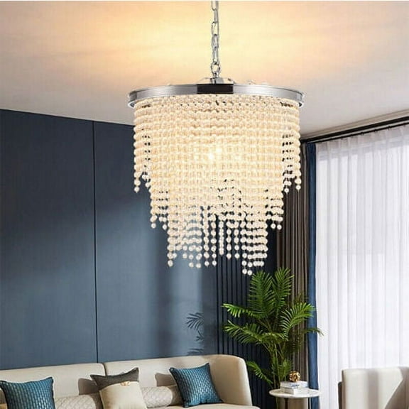 KPIBEST Modern Crystal Chandeliers,Raindrop Crystal Chandelier for Dining Room,5-Light Semi Flush Mount Ceiling Light Fixture for Living Room Bedroom Entryway