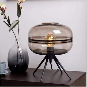 KPIBEST Nordic Style Table Lamp Bedside Lamp Glass Hotel Model Room Simple Postmodern Bedroom Smoke Color Gray Creative Living Room Lamp