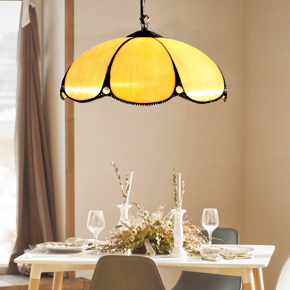 KPIBEST Vintage Pumpkin Pendant Light Hanging Lamp Tiffany Ceiling Lighting Fixture for Kitchen Island Dining Room Bedroom Living Room