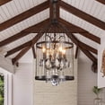 thumbnail image 1 of KPIBEST Vintage Wrought Iron Chandelier, Rustic Crystal Pendant Light，Creative 4 Lamp Holder Birdcage Design, Ceiling Lighting Fitting for Restaurants, Cafes, Bars, Corridors, Exhibition Halls, 1 of 16