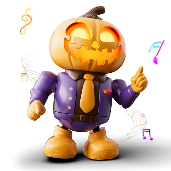 KPIMOR 8.7 Inch Electric Dancing Pumpkin with Music - Halloween Robot Toy Featuring LED Lights for Decor and Gifting