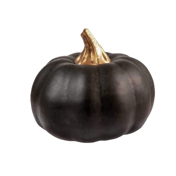 KPIMOR Halloween Pumpkin Decorations,White Ceramic Pumpkin Decor with Gold Stem, Modern Fall Harvest Table Centerpiece for Home, Office, and Party Display