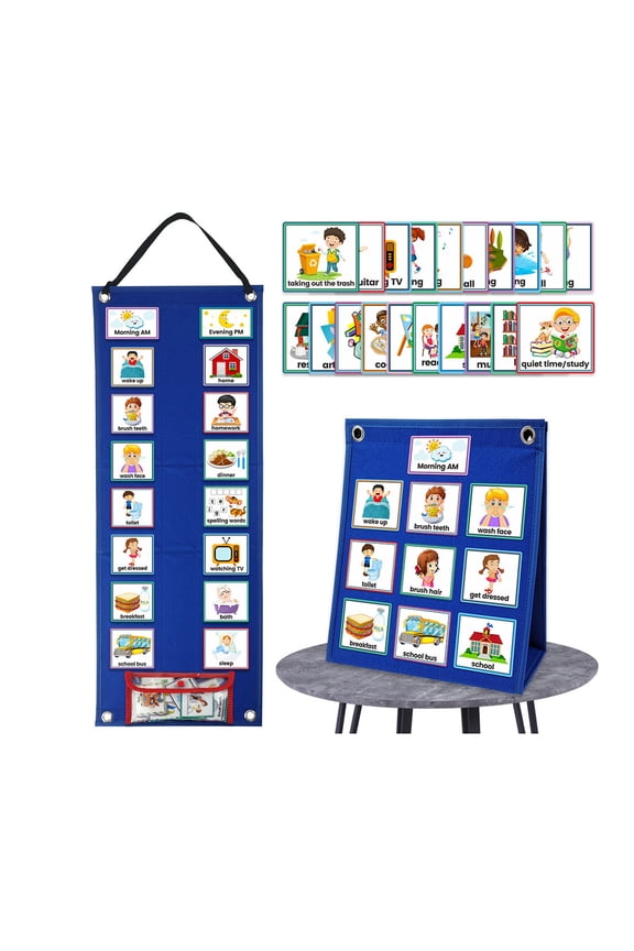 OR Visual Schedule Chart for Kids,Daily Chore/Bedtime Routine Chart with 70 Cards, Kids Visual Behavioral Tool Daily Schedule Board,1pc
