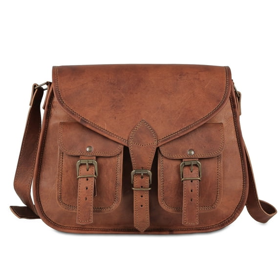 14-Inch Genuine Leather Shoulder Bag for Women – Crossbody Satchel, Tote & Travel Purse, Stylish Diaper Bag Option