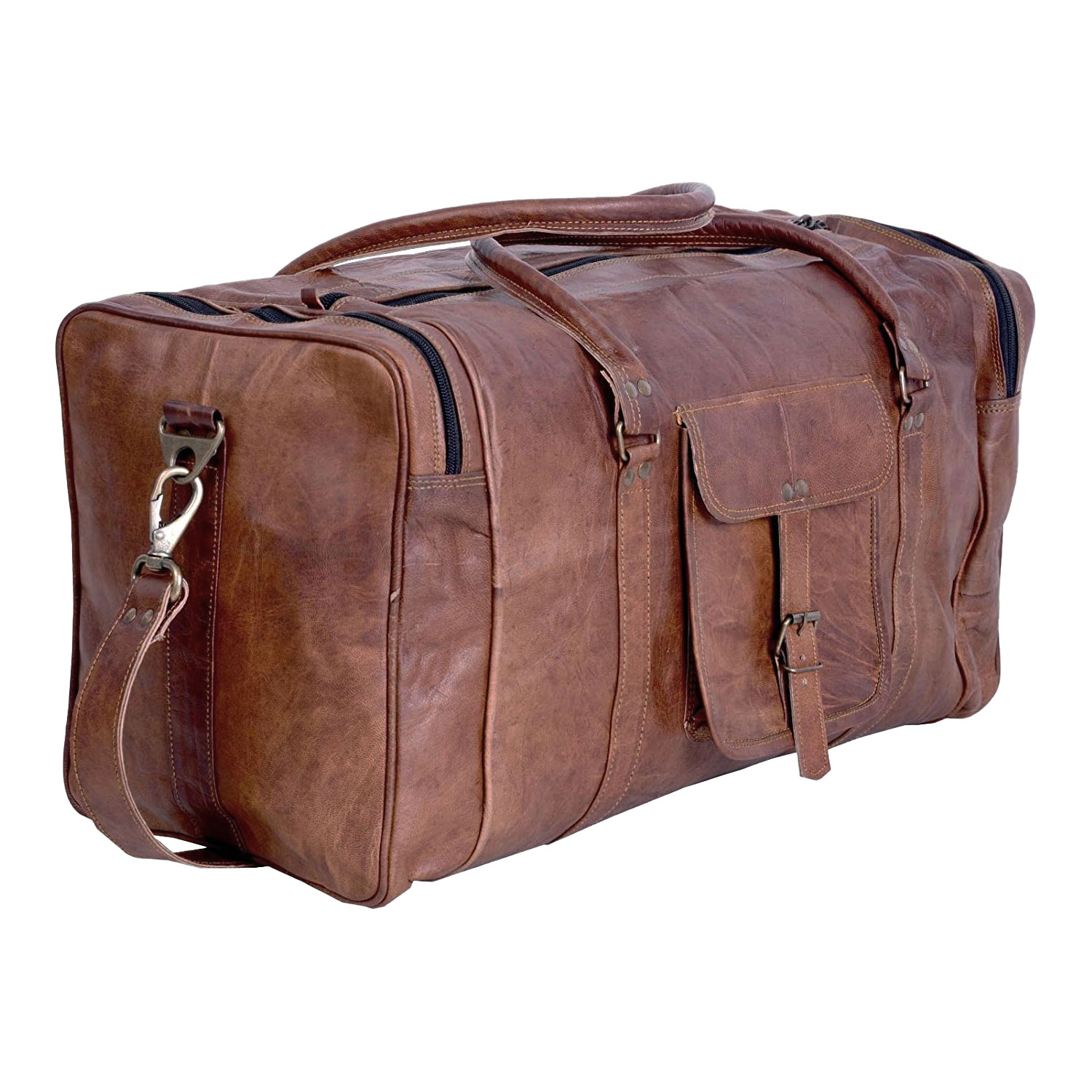 KPL 21 Inch Vintage Leather Duffel Travel Gym Sports Overnight Weekend Duffle Bags for men and women - image 1 of 9