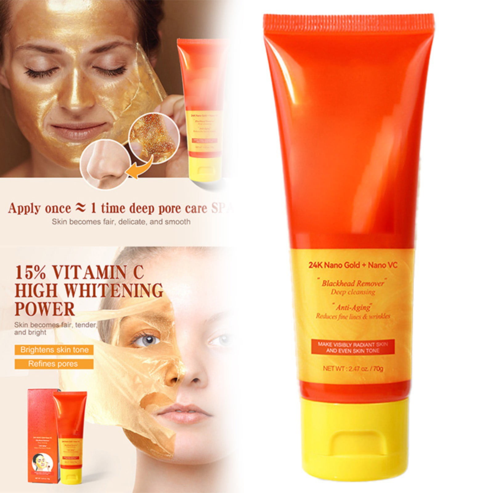 KPLFUBK Face Sheets Masks Gold Tear Off Facial Peel Cleans Pores And