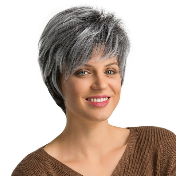 KPLFUBK Fashion Gray Heat-Resistant Synthetic Wigs for Women