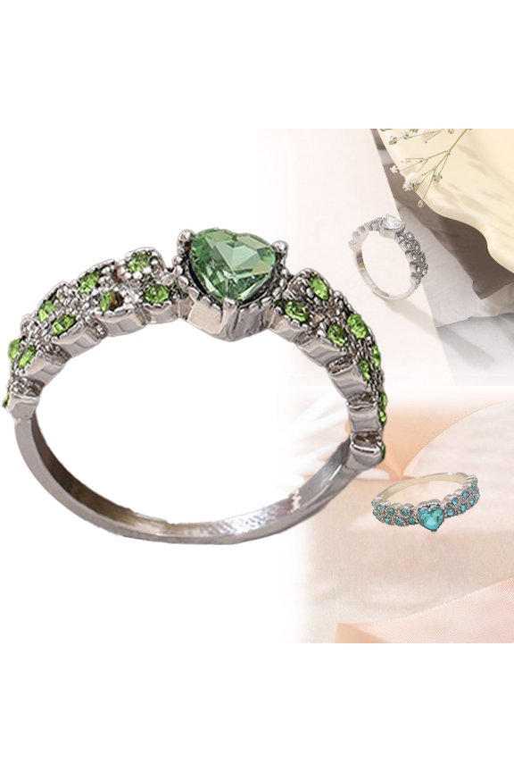 Fashion Originates From Classics With Outlining A Galaxy. Heart Imitation Zircon Ring Heart Shaped Peach Heart Women's Ring