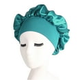 thumbnail image 1 of KPLFUBK Fashion Women Beading Braid Hat Muslim Ruffle Cancer Wrap Cap Sleep Caps Satin Lined Hair Bonnets, 1 of 2