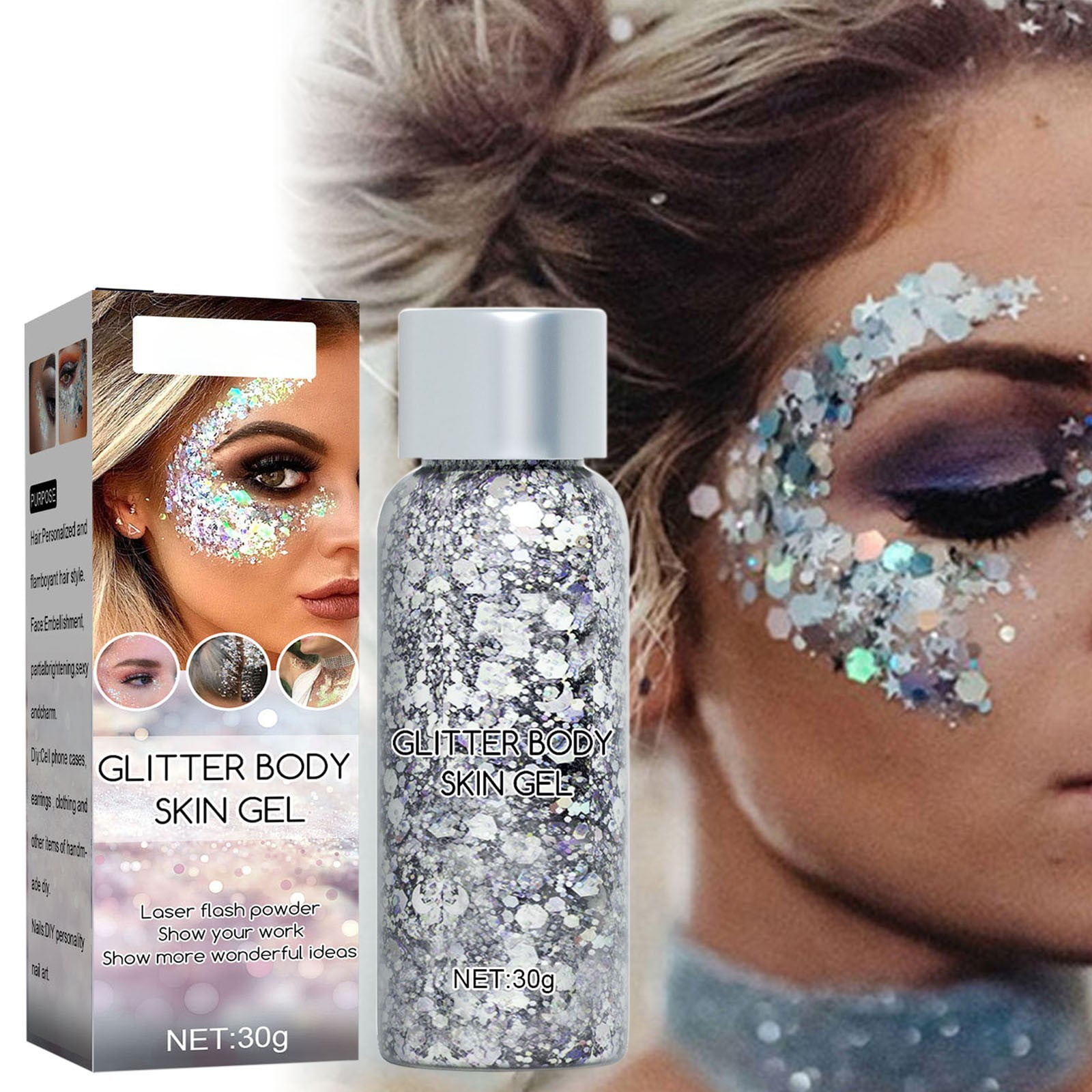 KPLFUBK Glitter Eyeshadow Sequin Gel Set Fish Scale Design, Stage Performance Makeup Festive
