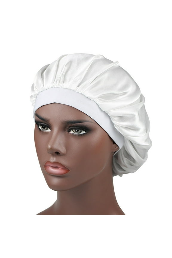 Hair Bonnet with Wide Elastic Band Soft Satin Sleep Cap Elastic Sleeping for Curly Long Hair