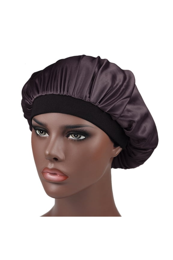 Hair Bonnet with Wide Elastic Band Soft Satin Sleep Cap Elastic Sleeping for Curly Long Hair