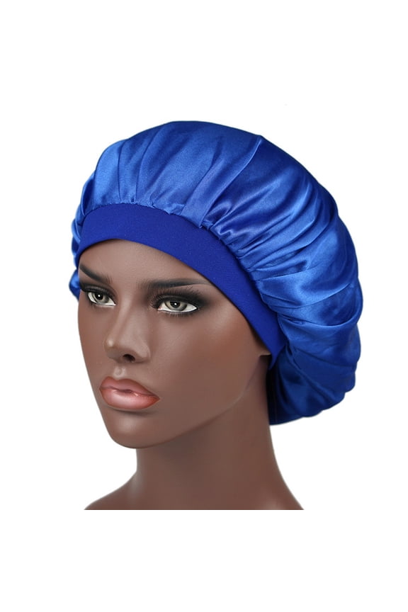 Hair Bonnet with Wide Elastic Band Soft Satin Sleep Cap Elastic Sleeping for Curly Long Hair