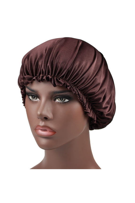 Soft Satin Sleep Cap Hair Bonnet Hat Head Cover Reversible Hair Bonnet Cap with Wide Elastic Band
