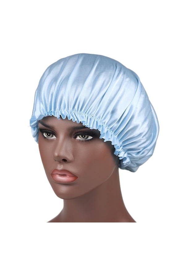 Soft Satin Sleep Cap Hair Bonnet Hat Head Cover Reversible Hair Bonnet Cap with Wide Elastic Band