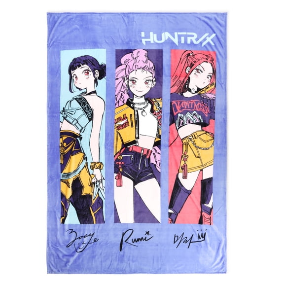 KPOP Demon Hunters Kids Silk Touch Blanket, Huntirx Trio, Purple, Netflix, 62" x 90"