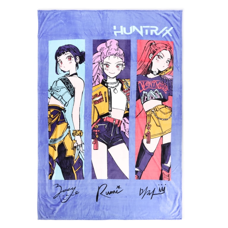 KPOPガールズ! デーモン・ハンターズ Netflixブランケット KPOP Demon Hunters Kids Silk Touch Blanket, Huntirx Trio, Purple
