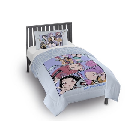 KPOP Demon Hunters Kids 2 Piece Purple Reversible Comforter and Pillowcase Bedding Set, Twin/Full