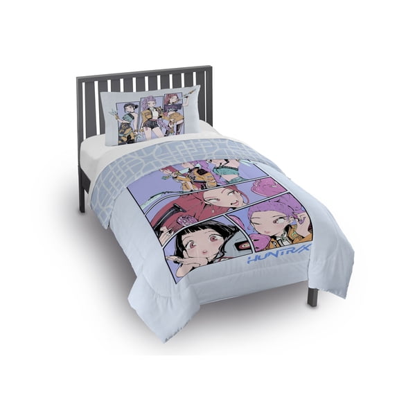 KPOP Demon Hunters Kids 2 Piece Purple Reversible Comforter and Pillowcase Bedding Set, Twin/Full