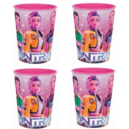 KPOP Demon Hunters 4 Count 16oz Plastic Stadium Cup