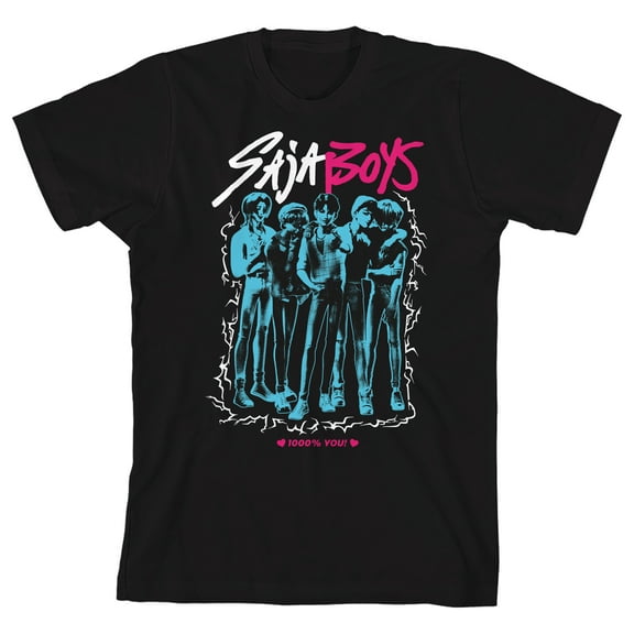 KPOP Demon Hunters Saja Boys Youth Black Crew Neck Short Sleeve T-shirt-Small