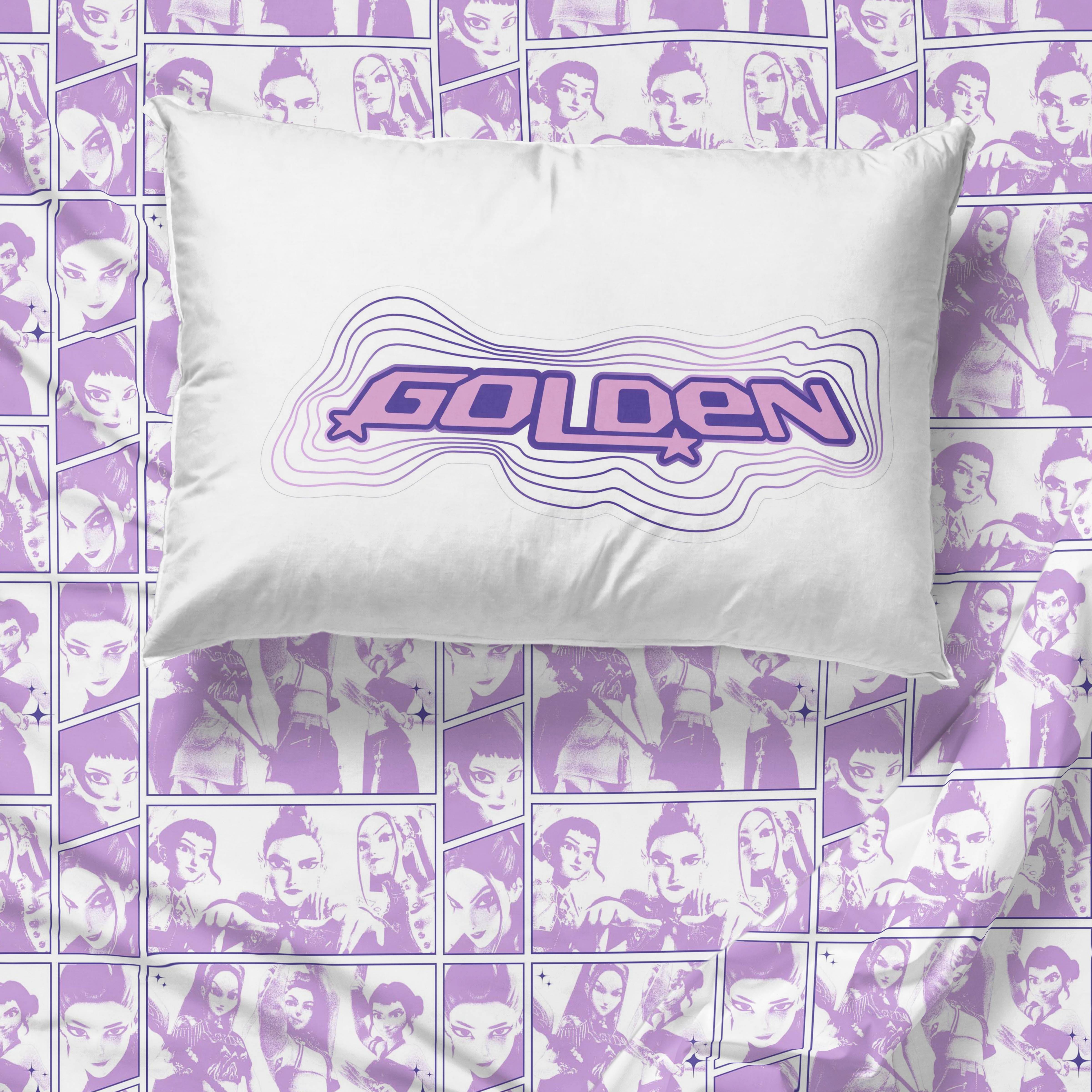 KPOP Demon Hunters Takedown Purple 4 Piece Queen Size Bed Sheet Set