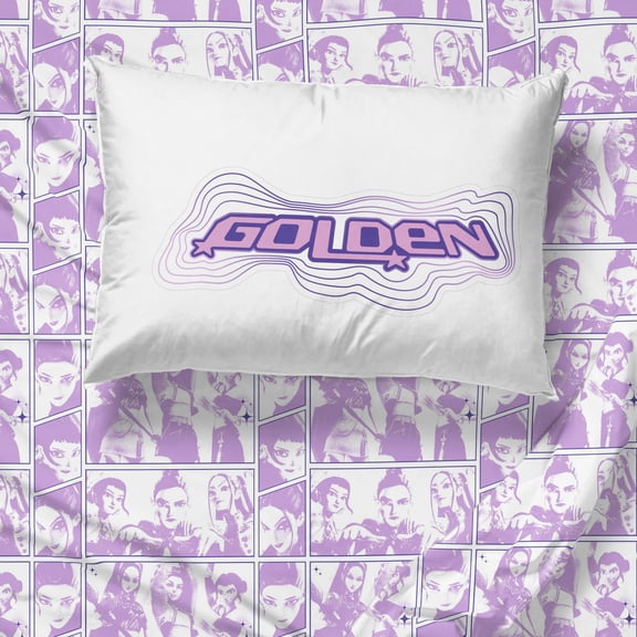 KPOP Demon Hunters Takedown Purple 4 Piece Queen Size Bed Sheet Set
