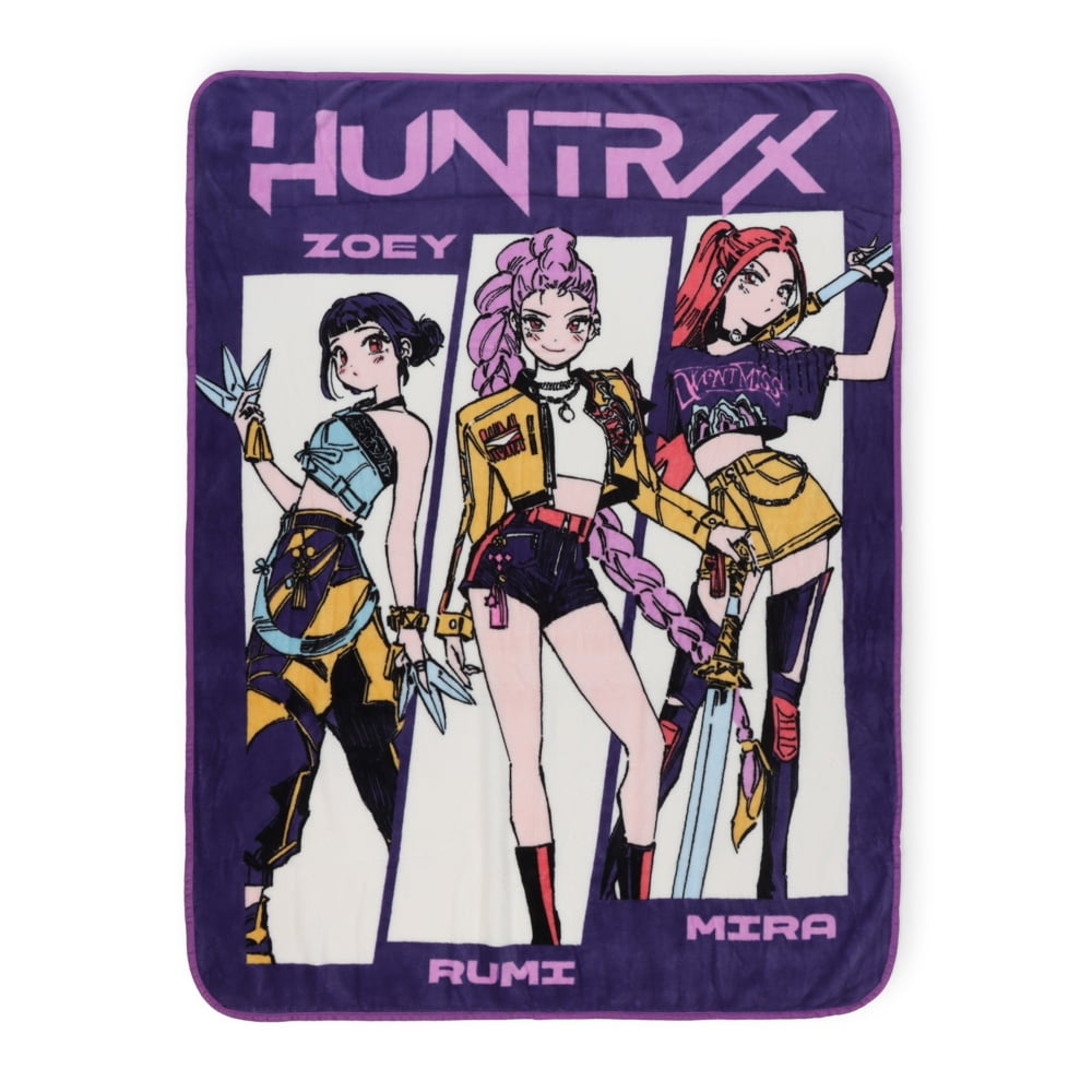 KPOP Demon Hunters Kids Throw Blanket Featuring Zoey, Rumi, & Mira