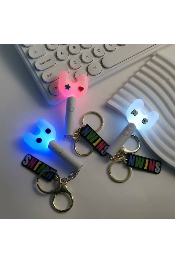 KPOP Lightstick Keychain, Kpop Merch Merchandise Mini Light Stick Pendant for Bag Light Colour and Speed Adjustable Fans Gift Collection(Built-in battery)