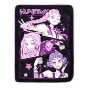 KPOP Demon Hunters Huntrix Pop Stars Kids Throw Blanket, Black & Purple, Twin/Full Size 46"x 60"