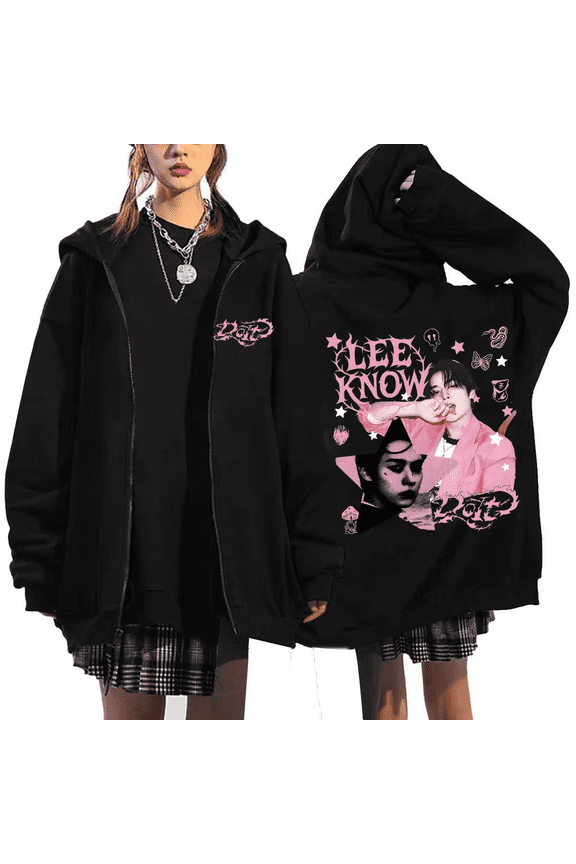 KPOP Stray Kids SKZ Do It Member Print Zip Up Hoodie – Unisex SKZOO Themed Graphic Hooded Jacket, Fashion Streetwear Pullover for STAY Fans