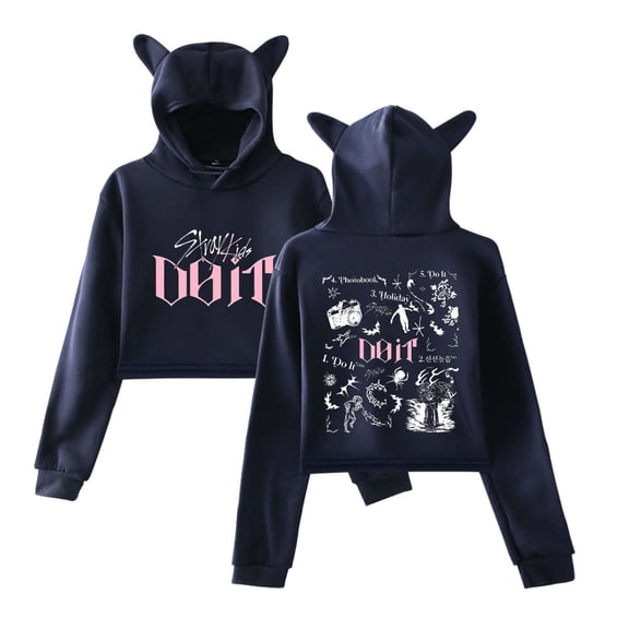 KPOP Stray Kids SKZ Do It Tracklist Print Cat Ear Hoodie – Women’s Pullover Sweatshirt, Casual Streetwear Gift for STAY Fans Support