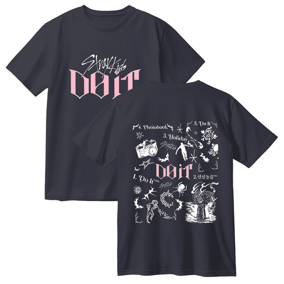 KPOP Stray Kids SKZ Do It Tracklist Print Cotton T-Shirt – Unisex Graphic Short Sleeve Tee, Casual Streetwear for STAY Fans Support