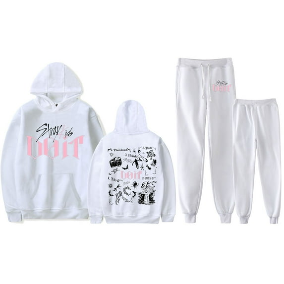 KPOP Stray Kids SKZ Do It Tracklist Print Hoodie Jogger Set – Unisex 2-Piece Fashion Pullover Sweatshirt & Pants Outfit for STAY Fans