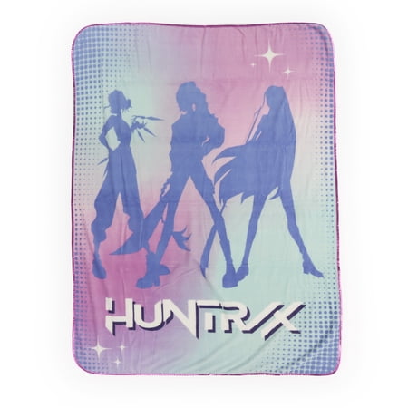 KPOP Demon Hunters Kids Throw, Rise As One, Soft Coral Fleece With Tricot Metallic Binding, Multicolor, Netflix, 46" x 60"